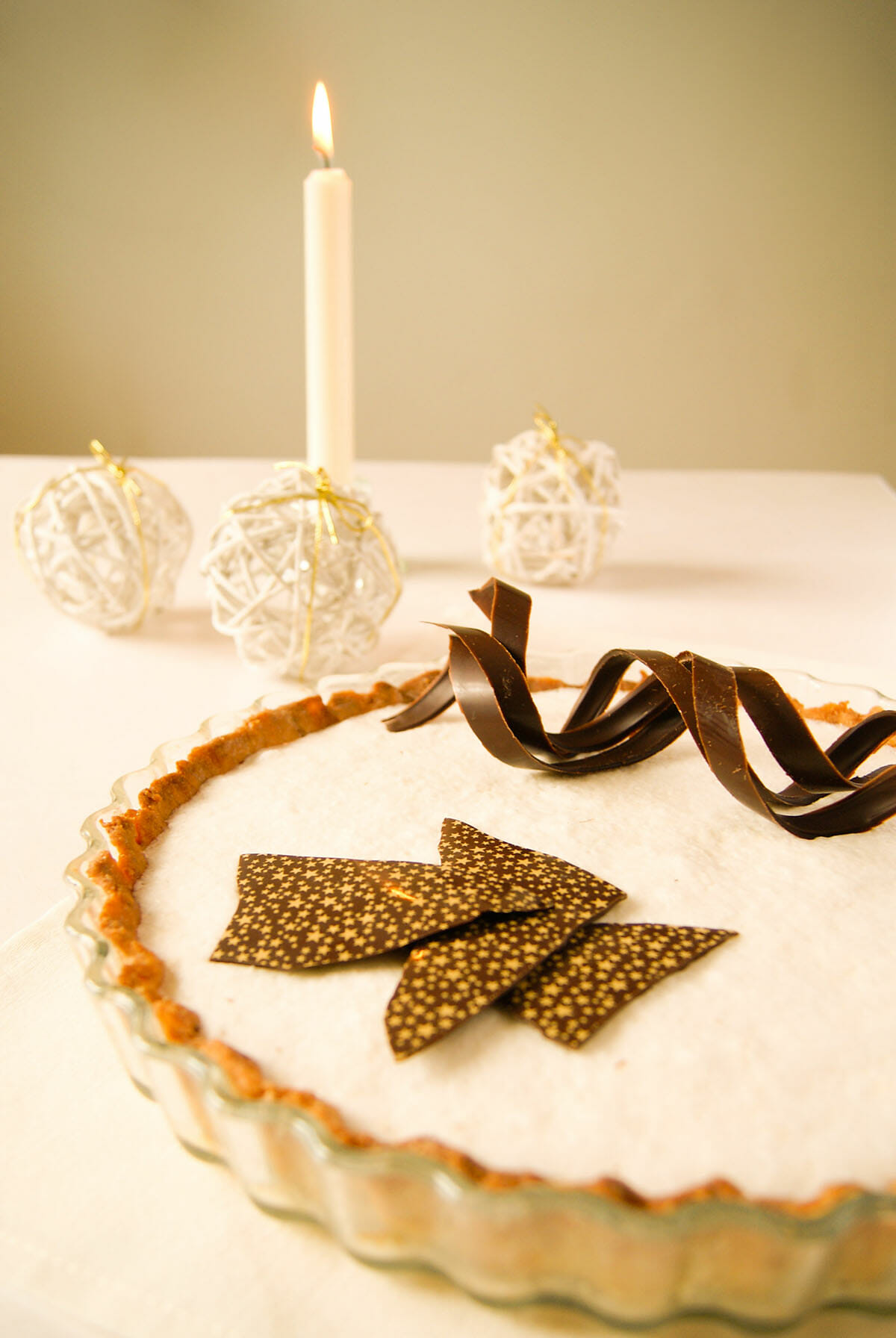 Tarte chocolat noix de coco sur pate pralin