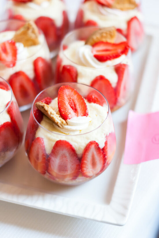 Strawberry lemon tiramisu and shortbread cookies