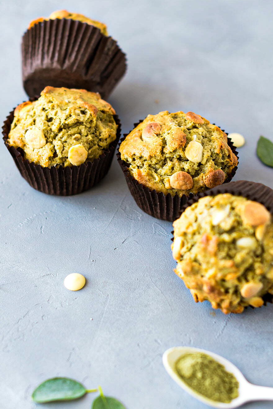 Muffins matcha chocolat blanc - Lilie Bakery