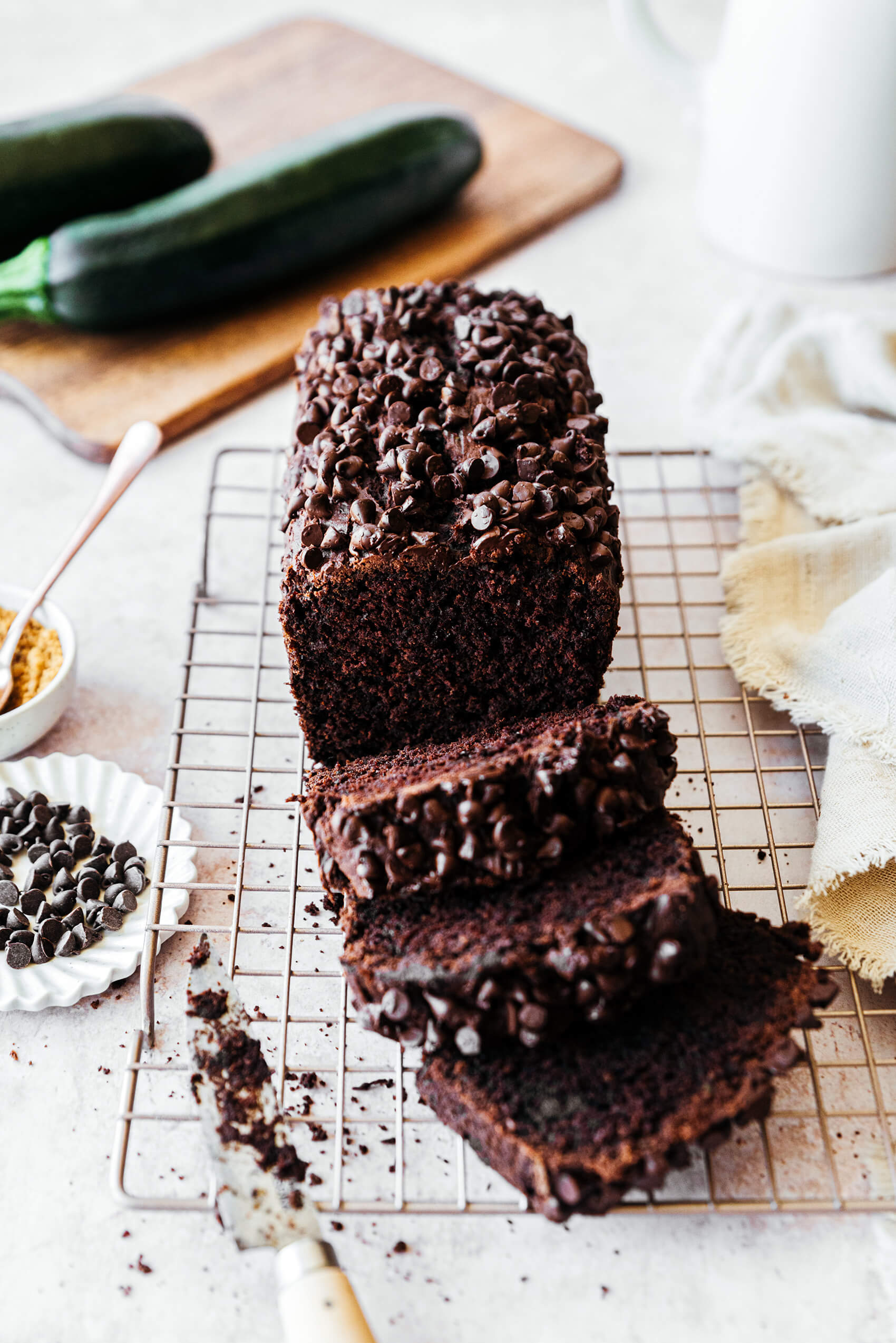Zucchini chocolate cake cut - Lilie Bakery