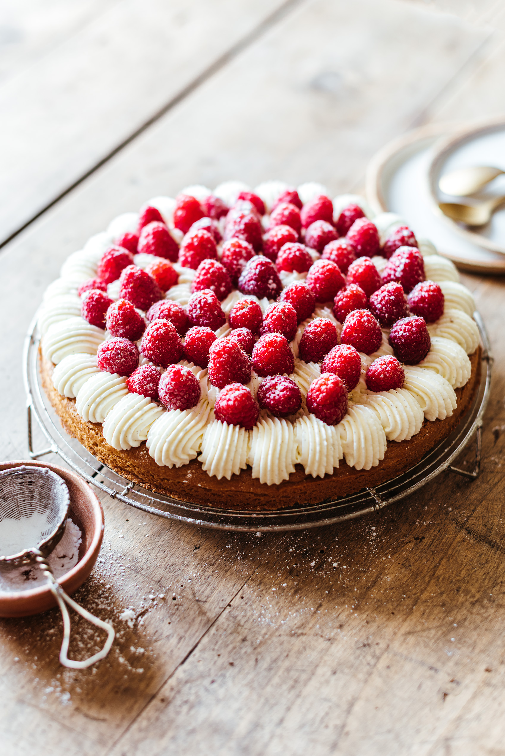 Raspberry mascarpone and Breton palet tart - Lilie Bakery