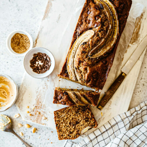 Banana bread chocolat beurre de cacahuète recette - Lilie Bakery