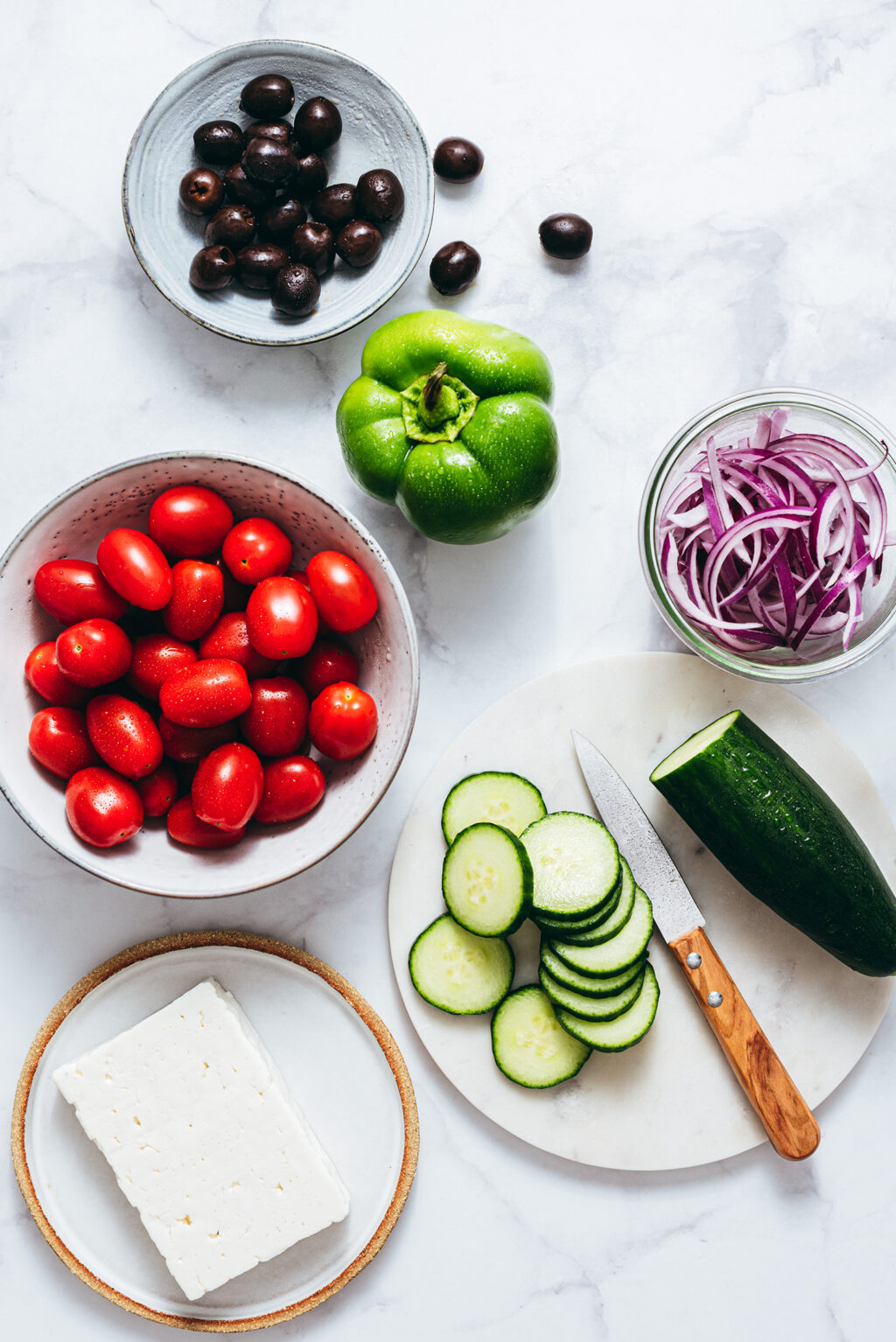 Salade grecque ingrédients - Lilie Bakery