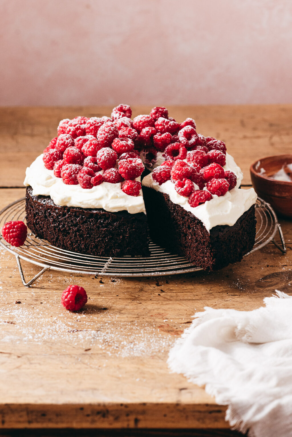 Chocolate raspberry whipped cream cake - Lilie Bakery