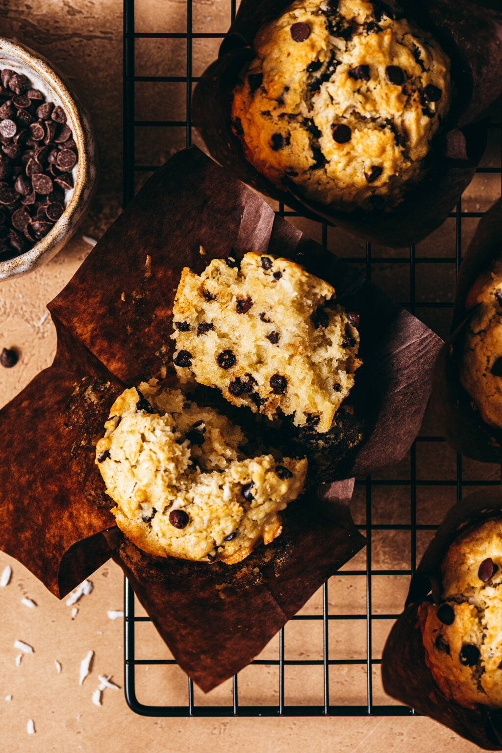 Muffins à la noix de coco et chocolat - Lilie Bakery