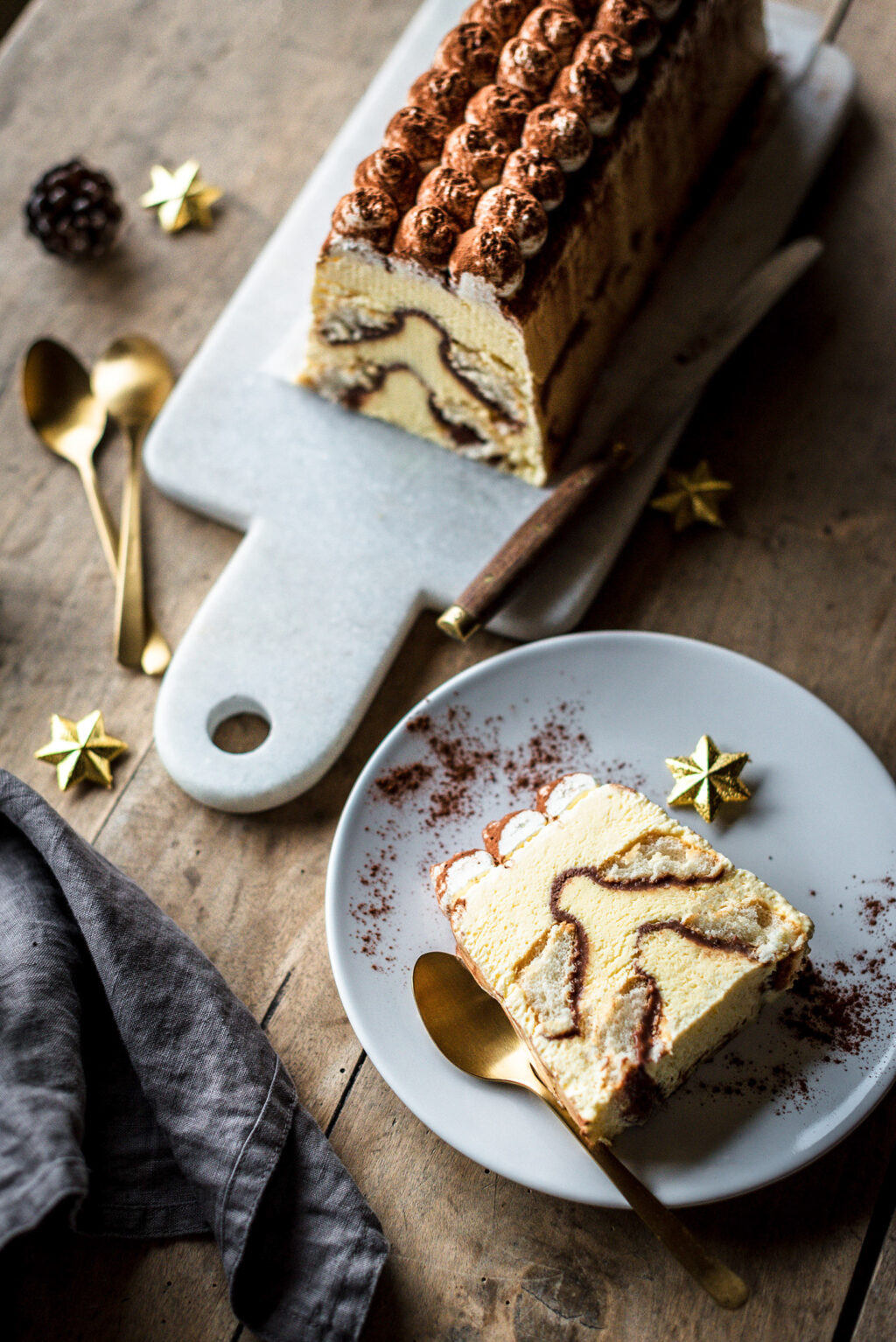 Bûche tiramisu facile chocolat crème marrons - Lilie Bakery