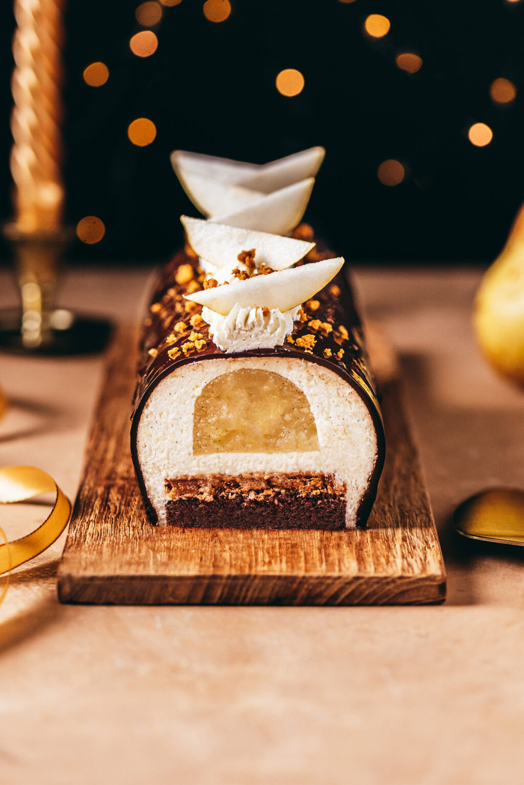 Recette bûche poire - Lilie Bakery