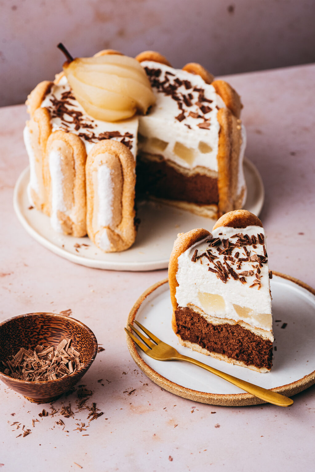 Charlotte poire chocolat - Lilie Bakery