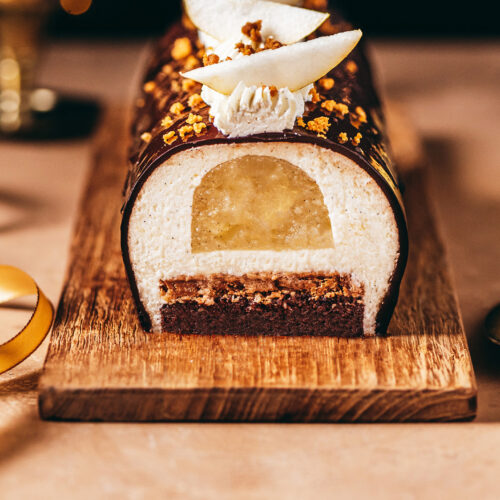 Recette bûche poire chocolat facile - Lilie Bakery