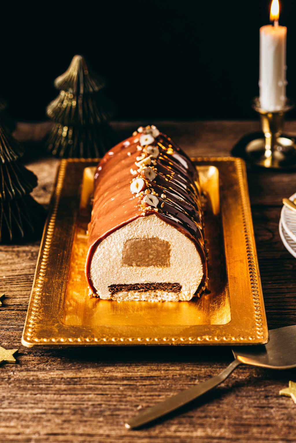 Bûche praliné chocolat - Lilie Bakery_