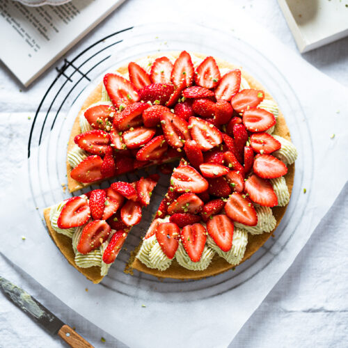 Tarte aux fraises pistache recette - Lilie Bakery