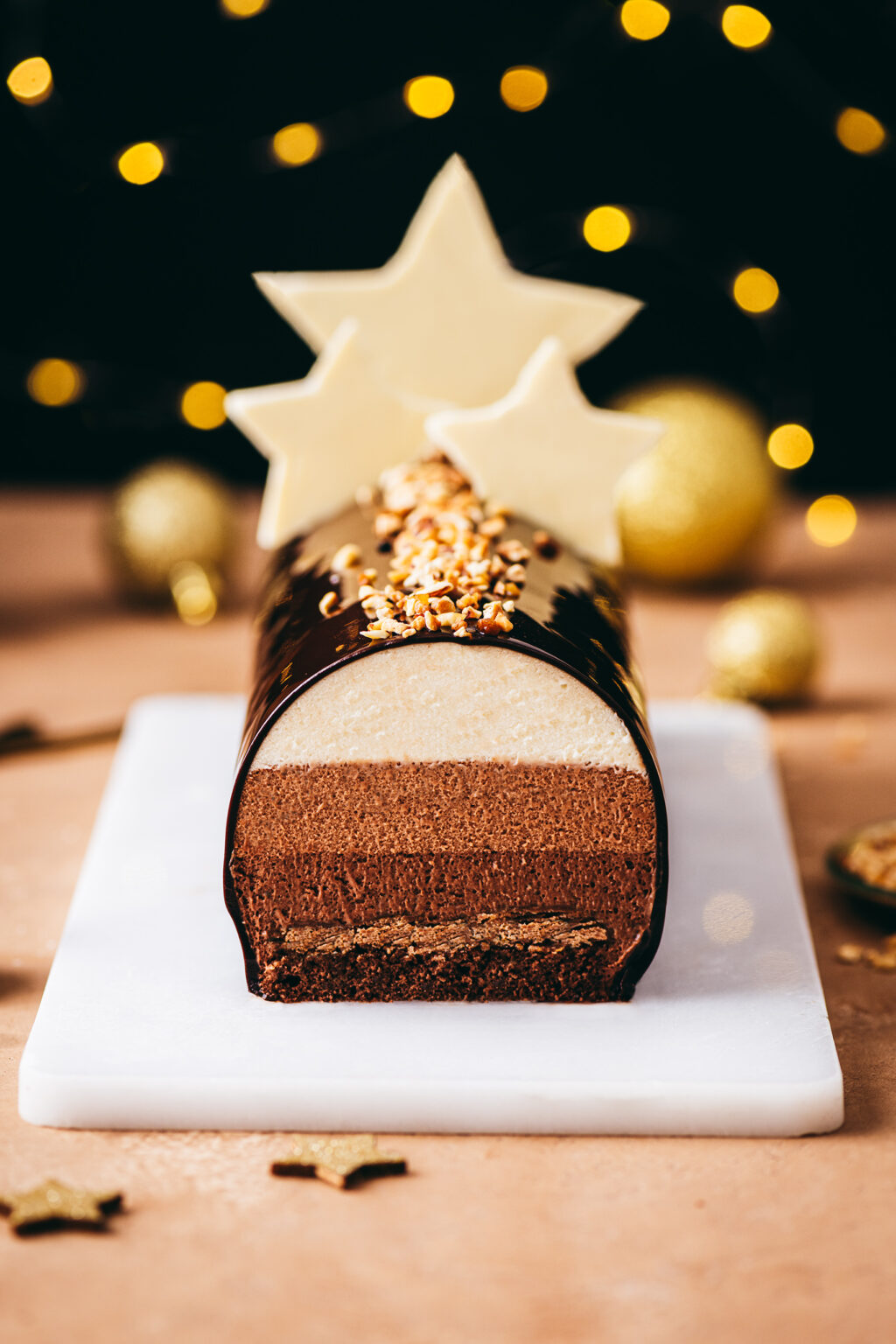 Bûche 3 chocolats recette - Lilie Bakery