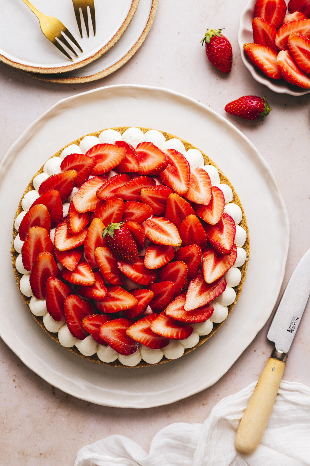 Tarte aux fraises sans cuisson recette - Lilie Bakery